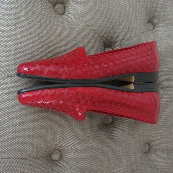 Trotters Liz Red Leather Weave Flats 8N - Picture 6 of 8
